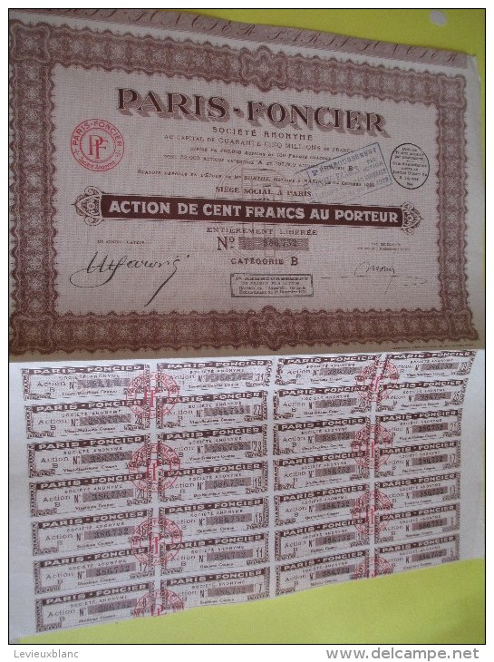 Action De 100 Francs Au Porteur/PARIS-FONCIER// 1928   ACT58 - Bank & Versicherung