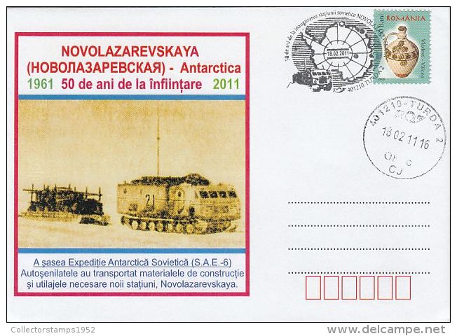 533- NOVOLAZAREVSKAYA ANTARCTIC BASE, VEHICLES, SPECIAL COVER, 2011, ROMANIA - Onderzoeksstations