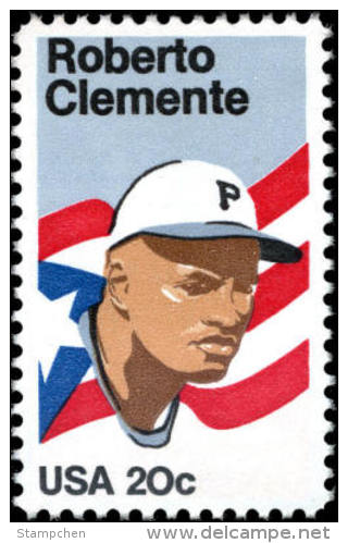 1984 USA Roberto Clemente Stamp Sc#2097 Famous Baseball Flag Sport - Baseball