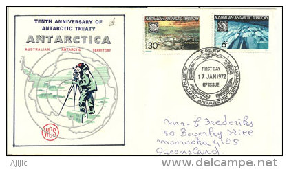 Expedition à La Base Casey 1972 (commemoration Traité Antarctique), Belle Lettre Adressée Au Queensland - Antarctic Treaty