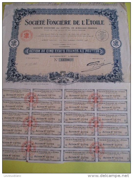 Action De 500 Francs Au Porteur/ Société Fonciére De L'Etoile/  / 1927   ACT62 - Industrie