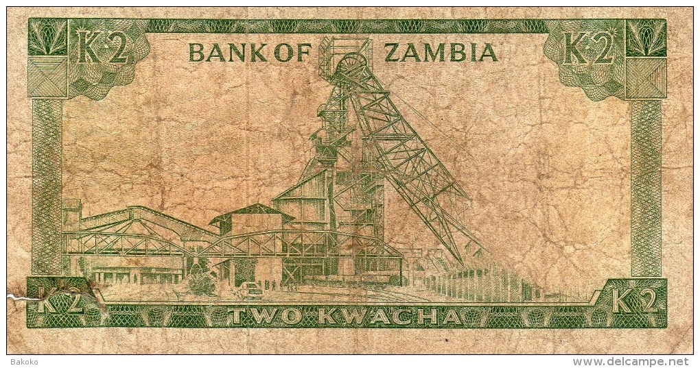 Zambie P20 - 2 Kwacha ND 1974 Signé Kuwani - Beaucoup Circulé, Petite Déchirure Sans Manque - (BNB BOZ B20) - Zambia