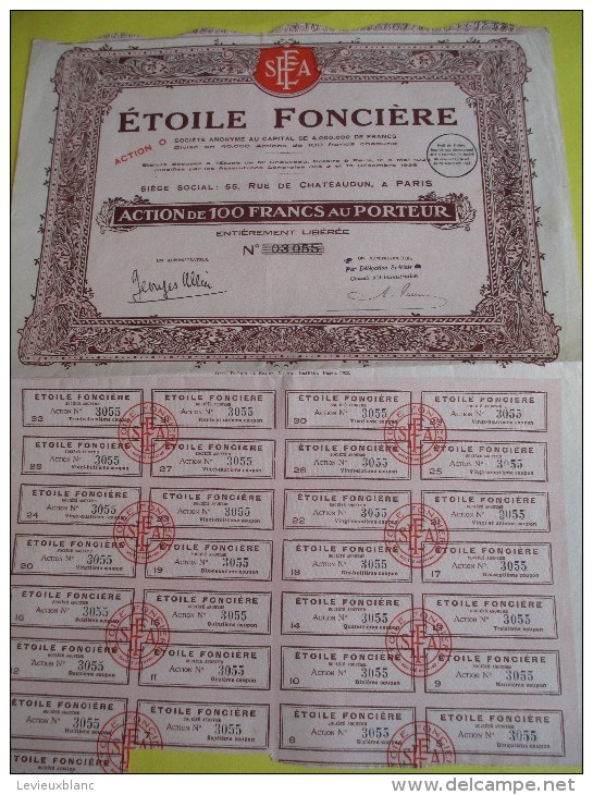 Action  De 100 Francs  Au Porteur/ Etoile Fonciére / 1928   ACT70 - Industrie