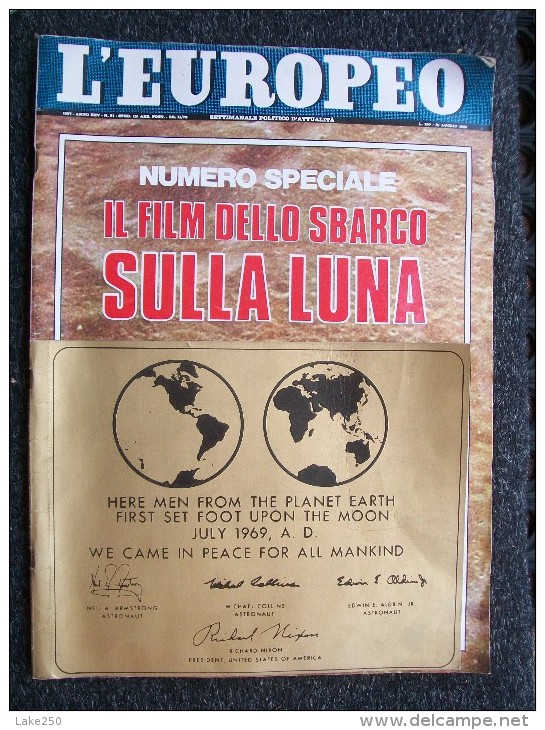 L'EUROPEO - IL FILM DELLO SBARCO SULLA LUNA 31 LUGLIO 1969 - Autres & Non Classés