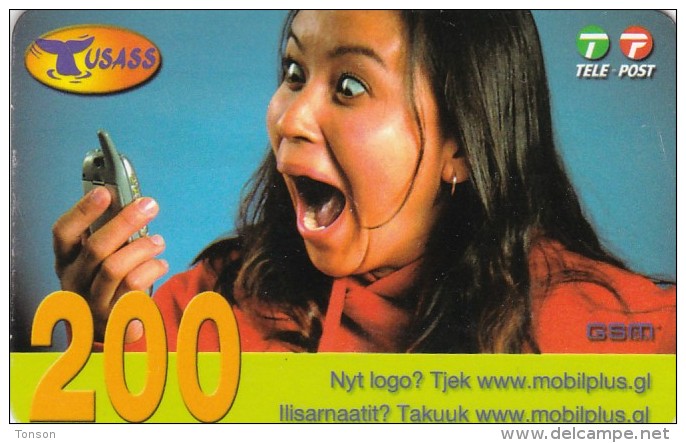 Greenland, PRE-GRL-1003, 200 Kr, One Girl With Mobile Phone, 2 Scans   Expiry 21-04-2007. - Groenlandia
