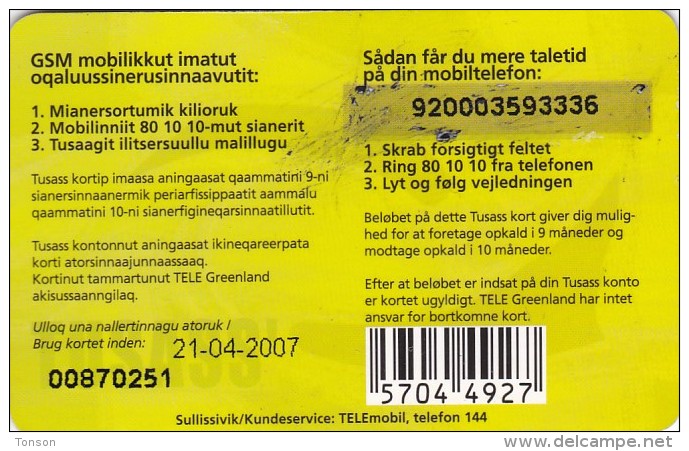 Greenland, PRE-GRL-1003, 200 Kr, One Girl With Mobile Phone, 2 Scans   Expiry 21-04-2007. - Groenlandia