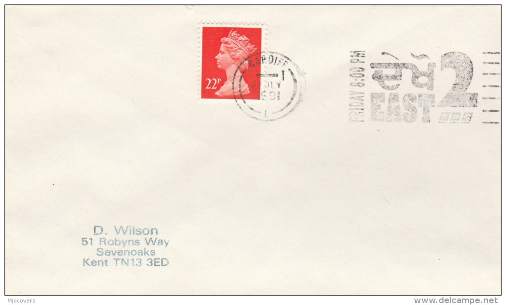 1991 GB COVER Cardiff SLOGAN Pmk FRIDAY 8pm EAST BBC2 Illus Language A.  Stamps Broadcasting Tv Television - Other & Unclassified