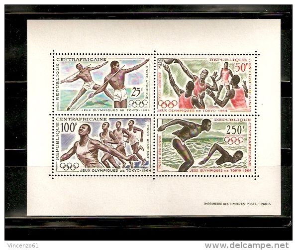 TOKIO OLIMPIC GAMES 1964 REPUBLIQUE CENTRAFRICAINE FOGLIETTO NUOVO - Summer 1964: Tokyo