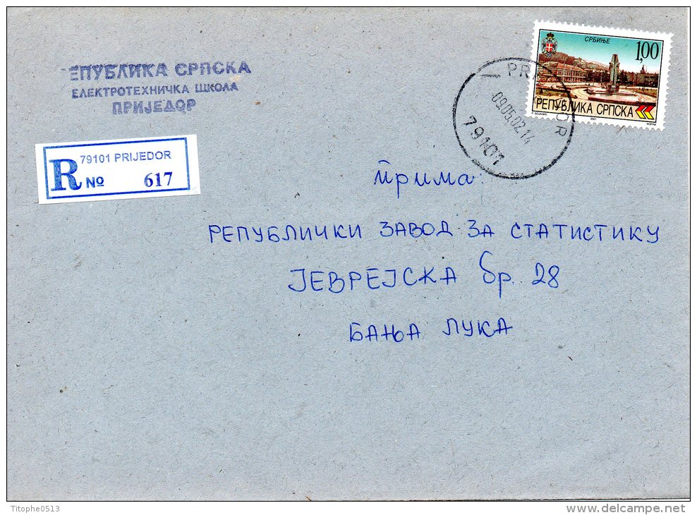 BOSNIE SERBE/REPUBLIKA SRPSKA. Enveloppe Ayant Circulé En 2002. Oblitération De Prijedor. - Bosnia And Herzegovina