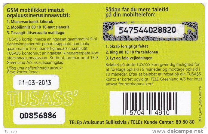 Greenland, PRE-GRL-1015a, 100 Kr, Refuelling Mobile, Whaletail, 2 Scans   Expiry 01-03-2013. - Groenland