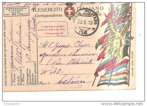 69181)cartolina Postale In Franghigia R.esercito Italiano  28-6--19 - Franchise