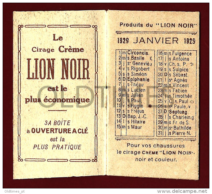 FRANCE - LION NOIR - CIRAGE CREME - BEATRICE MALLET - 1929 OLD ADVERTISING CALENDAR - Kleinformat : 1921-40