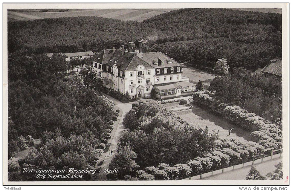 FÜRSTENBERG Früher Mecklenburg Diät Sanatorium Original Luftaufnahme 18.3.1938 Gelaufen - Fuerstenberg