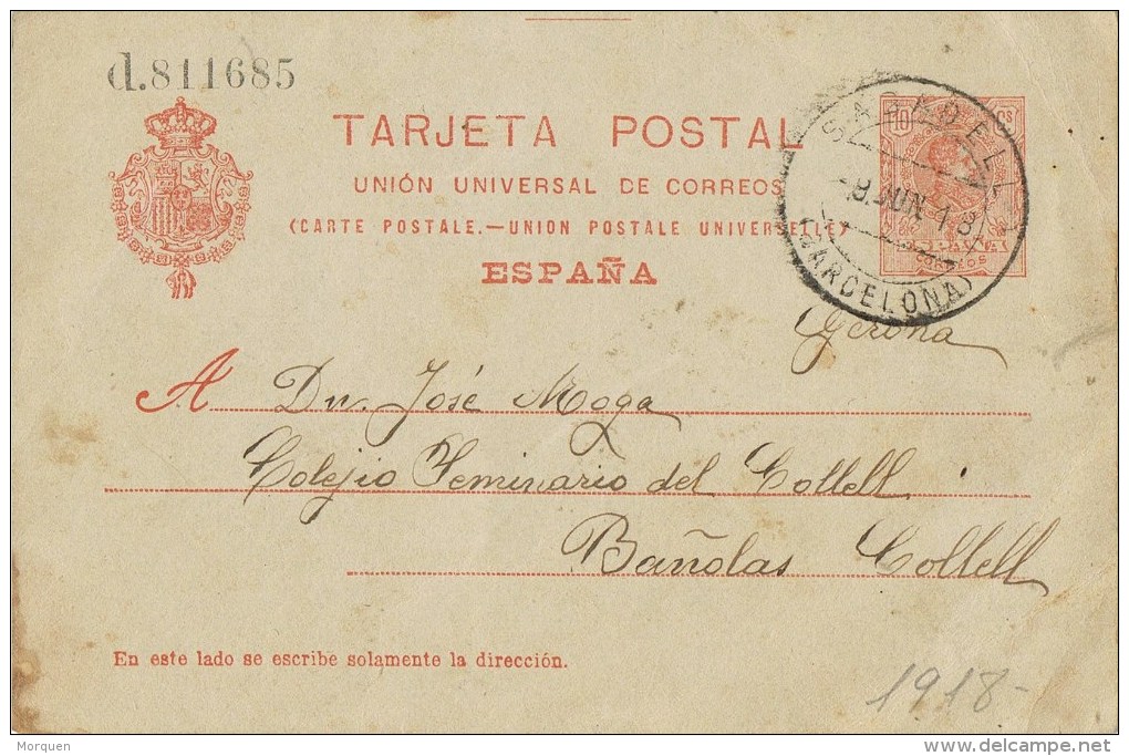 10271. Entero Postal SABADELL (Barcelona) 1918 - 1850-1931