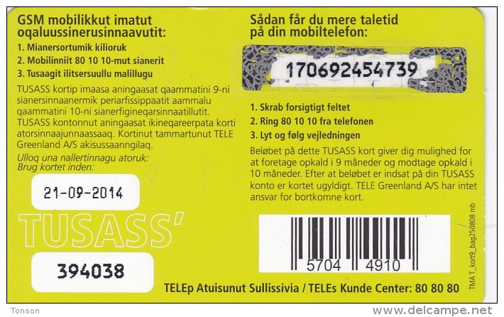 Greenland, GL-TUS-0023_1409, 100 Kr, SMS Your Balance, 2 Scans   Expiry 21-09-2014. - Grönland