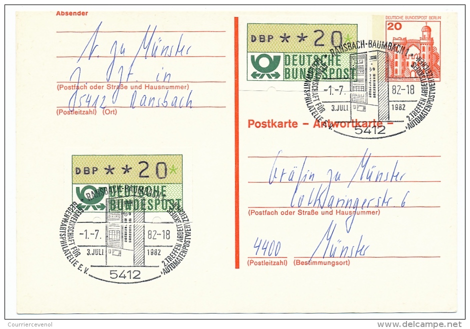 Allemagne - 6 CP (Entiers Postaux) Avec étiquettes De Distributeur En Complément D'affranchissement 1982 - Timbres De Distributeurs [ATM]