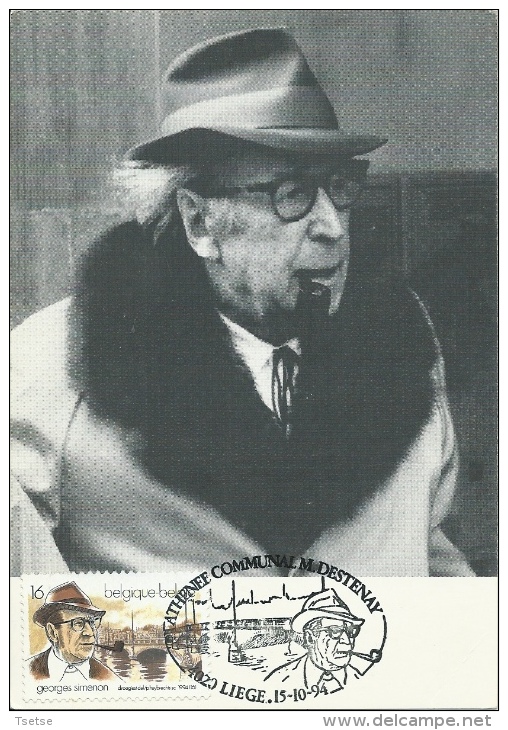 Georges Simenon -Ecrivain - Timbre Illustrant L´artiste - Maximaphilie - 1994 - Ecrivains