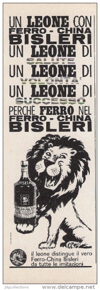 # FERRO-CHINA BISLERI 1950s Advert Pubblicità Publicitè Reklame Drink Liquor Liquore Liqueur Licor Alcohol Bebidas Lion - Manifesti