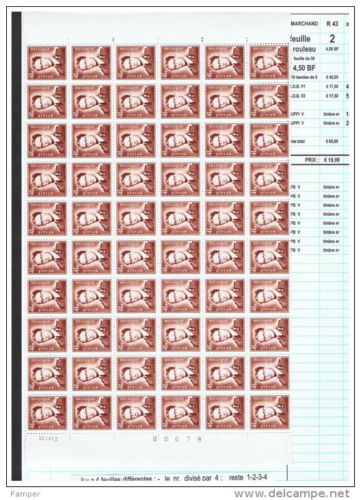 R 43  - Xx -  Timbres  ROULEAUX  De  4.50 BF  -   26-9-72  -  Feuille  De  60  T  - Cote  :  65 &euro;  -  Prix  :  19.9 - Coil Stamps