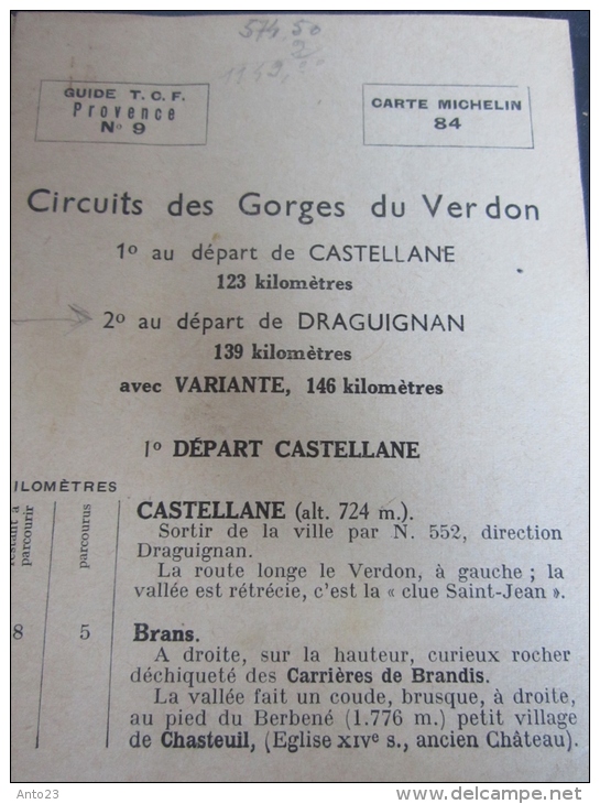 Circuit Des Gorges Du Verdon Touring Club De France 1951  2 Départ Et Une Variante - Cars