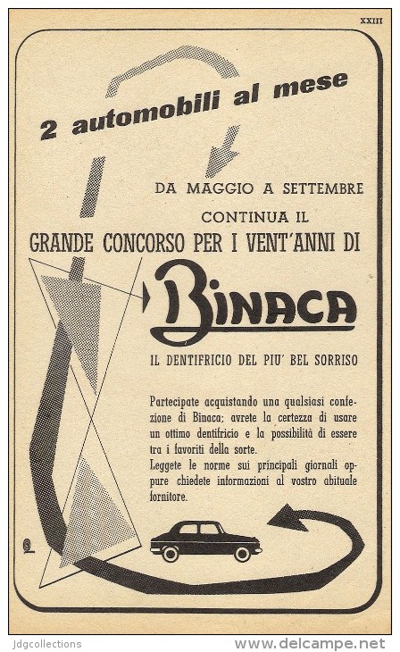 # DENTIFRICIO  BINACA CIBA MILANO 1950s Advert Pubblicità Publicitè Reklame Toothpaste Zahnpaste Oral Dental Healthcare - Attrezzature Mediche E Dentistiche