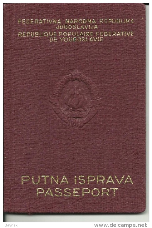 FNR4  -  F. N. R. YUGOSLAVIA  ---  PASSPORT  ( OLD MODEL )  -- LADY PHOTO  - 1958   - TAX STAMP, REVENUE  - VISA ITALIA - Historical Documents