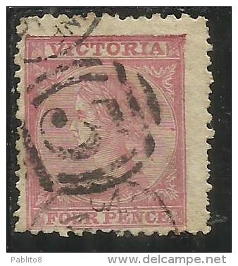 AUSTRALIA VICTORIA STATE 1863 1867 QUEEN VICTORIA 4p ROSE REGINA VITTORIA USATO USED - Gebruikt