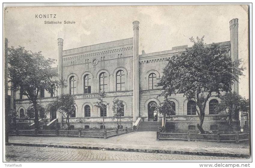KONITZ Städtische Schule Chojnice 21.3.1915 Gelaufen Feldpost Reservelazarett - Westpreussen