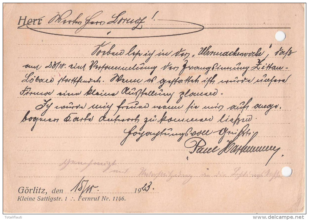 GÖRLITZ Schlesien Roter 2 Zeilenstempel Gebühr Bezahlt 15.10.1923 Gelaufen Auf PostKarte - Görlitz