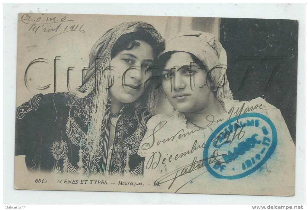 Femmes (Maroc) : Portrait De 2 Femmes Mauresques En 1917 (animé) PF + Oblitération Campagne Du Maroc - Otros & Sin Clasificación