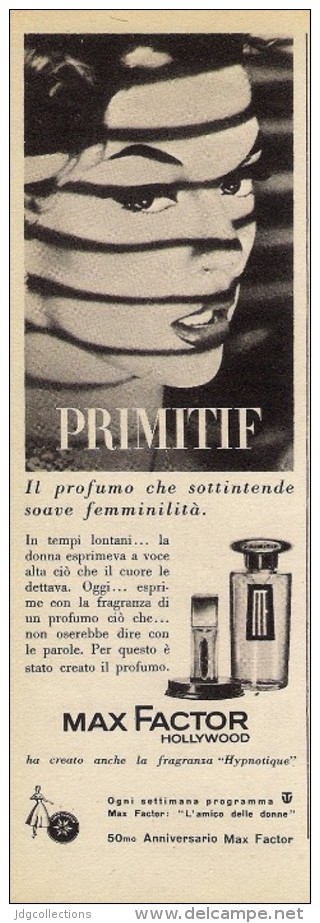 # MAX FACTOR HOLLYWOOD PRIMITIF 1950s Italy Advert Pubblicità Publicitè Reklame Perfume Profumo Cosmetics - Zonder Classificatie