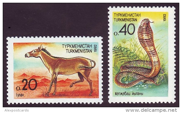 TURKMENISTAN. 1992. FAUNA: KULAN And COBRA. Set Of 2 Stamps. Michel Nr. 2-3. Mint (**) - Turkménistan