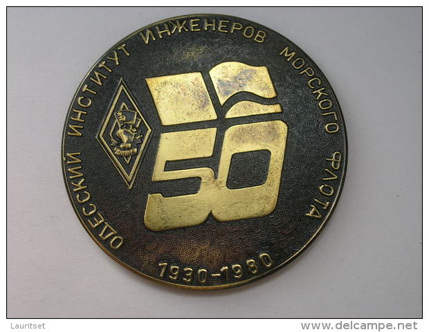 RUSSIE Russland 1980 Grosse Medaille Big Table Medal Odessa Marine Engineering Institute - Monete Allungate (penny Souvenirs)