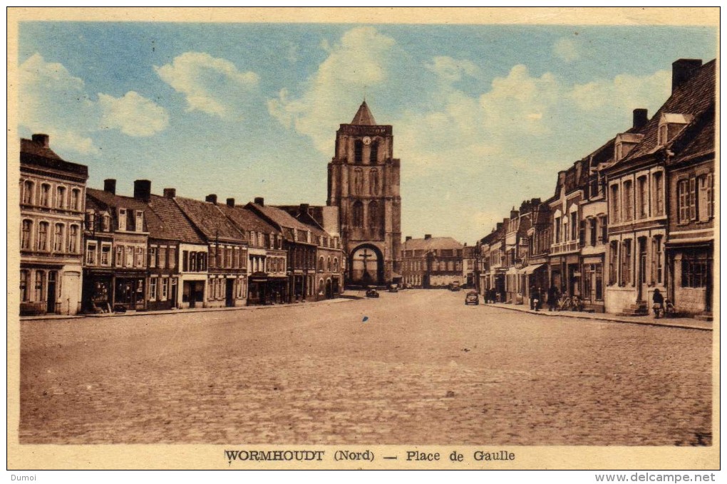 WORMHOUDT  (Nord)  -  Place De Gaulle (timbre Non Oblitéré) - Wormhout