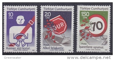 Turkey 1987 Road Safety 3v ** Mnh (16908) - Unused Stamps