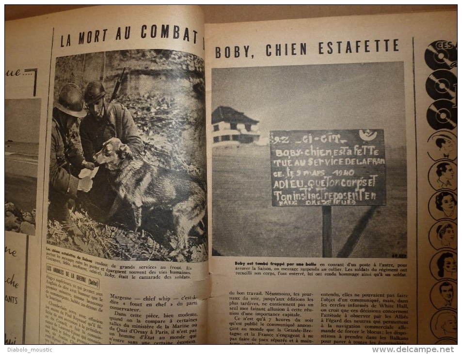 1940 MATCH ; La Mort Au Combat Du Chien-estafette BOBY Et Sa Tombe ; Phalsbourg; ROUMANIE; Hangoe; FINLANDE; Censure - Francese