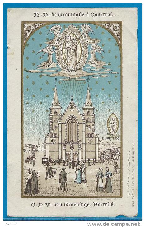Holycard Goldprint édit St Augustin - O.L.V. Van Groeninge, Kortrijk - Santini