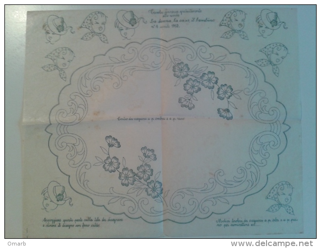 Lib345 Allegato Rivista La Donna La Casa Il Bambino 1952 Decalcabile Modelli Motivi Tirolesi Camicia Bambini Fiori - Moda