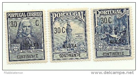 1925 - Portogallo S 45/47 Segnatasse   +++++++ - Ungebraucht