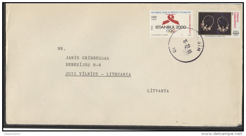 TURKEY Postal History Brief Envelope TR 023 Olympic Games Jewelry Precious Stones - Cartas & Documentos