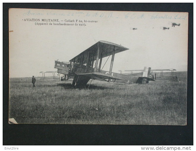 Ref3523 BP CPA Animée Aviation Militaire - Bi-moteur Goliath F 60 Appareil De Bombardement De Nuit - Librairie Guérin - Autres & Non Classés