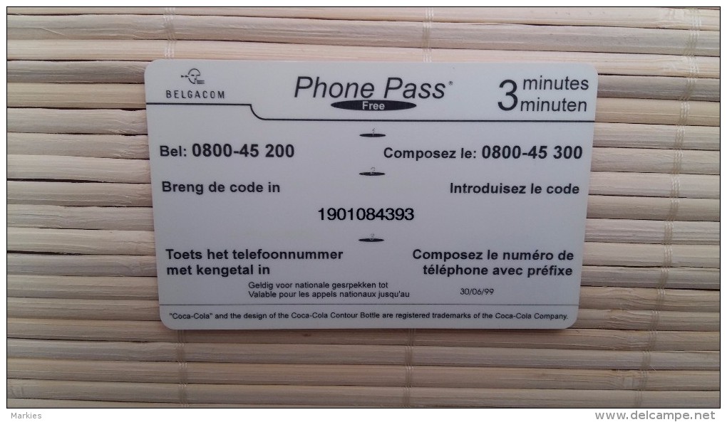 Phone Pass Coca-Cola Used  Very Rare - Cartes GSM, Recharges & Prépayées