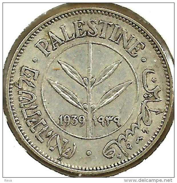 PALESTINE 50 MILS INSCRIPTIONS FRONT & JEWISH EMBLEM BACK 1939 AG SILVER KM6 VF READ DESCRIPTION CAREFULLY !!! - Otros – Asia