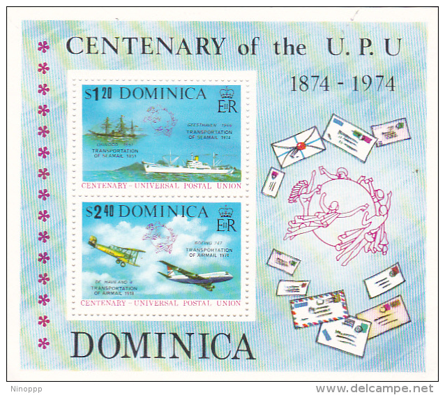 Dominica 1974 Centenary Of UPU Souvenir Sheet MNH - Dominica (...-1978)