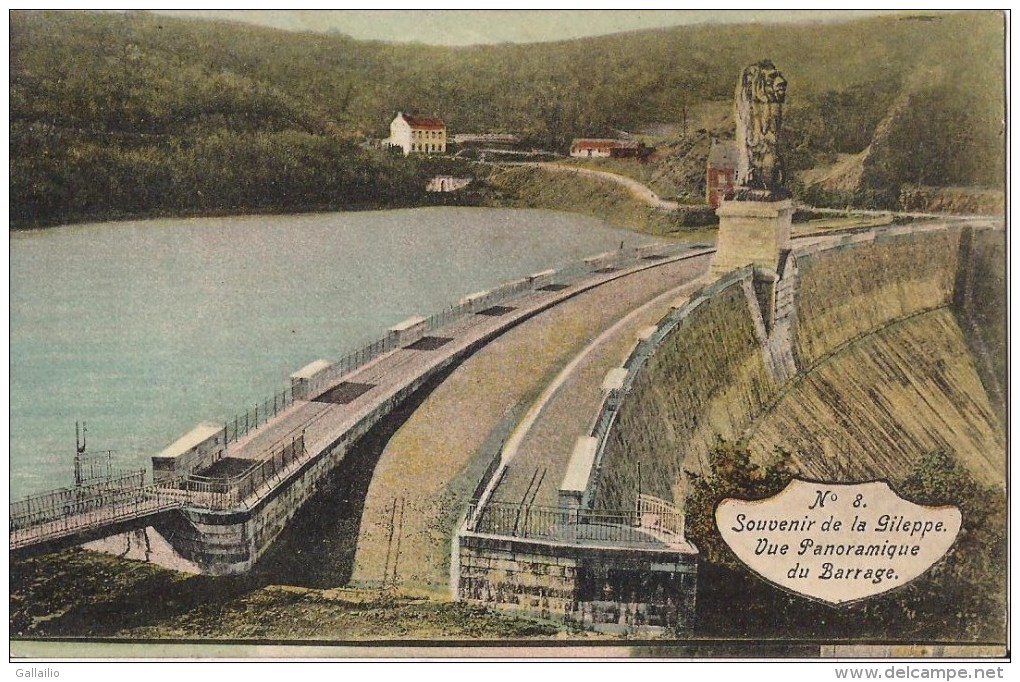 BELGIQUE SOUVENIR DE LA GILEPPE VUE PANORAMIQUE DU BARRAGE CPA NO 8 CACHET LAURENT PETIT VERVIERS AU DOS - Baelen