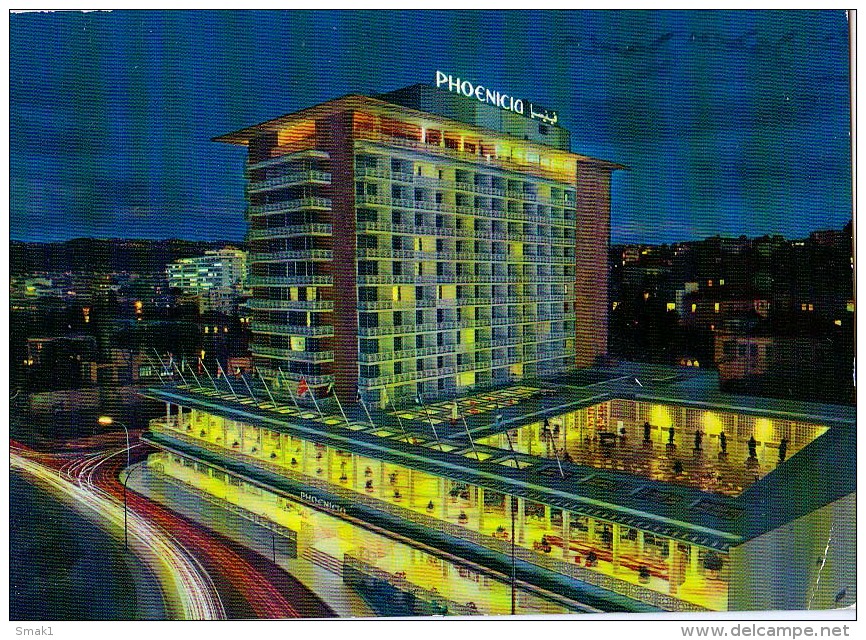 AK IRAK   BEIRUTH PHOENICIA HOTEL BY NIGHT  ALTE POSTKARTEN 1965 - Irak