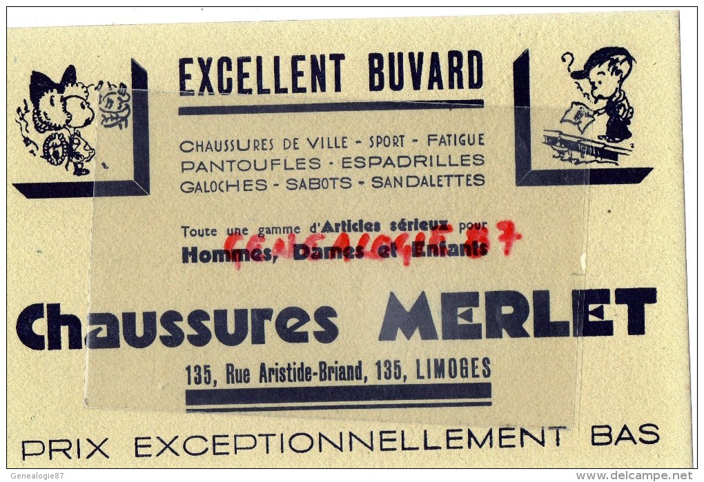 87 - LIMOGES - BEAU BUVARD CHAUSSURES MERLET - PANTOUFLES  GALOCHES- 135 RUE ARISTIDE BRIAND - Scarpe