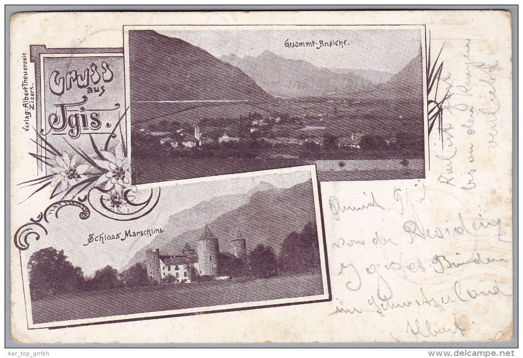 GR IGIS 1904-06-18 Landquart Fabriken 2 Ansichten Gruss AK Albert Theuerzeit - Igis