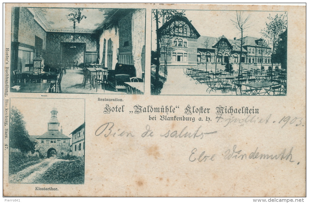 ALLEMAGNE - BLANKENBURG - Hôtel WALDMÜHLE (1903) - Blankenburg