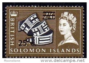 Solomon Is. QEII 1966 Decimal Surcharges 25c On 2/6d, Wmk. Sideways, MNH (B) - British Solomon Islands (...-1978)